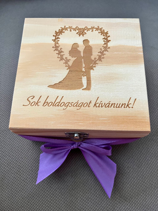 Gravírozott esküvői felespohár szett díszdobozban – 2 db